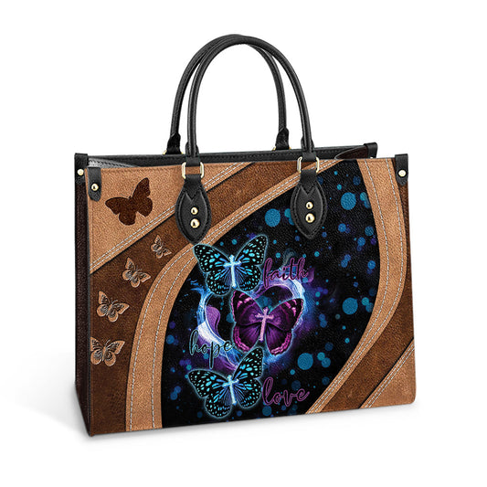 Butterfly Cross Faith Hope Love Leather Bag, Women's Pu Leather Bag, Best Mother's Day Gifts