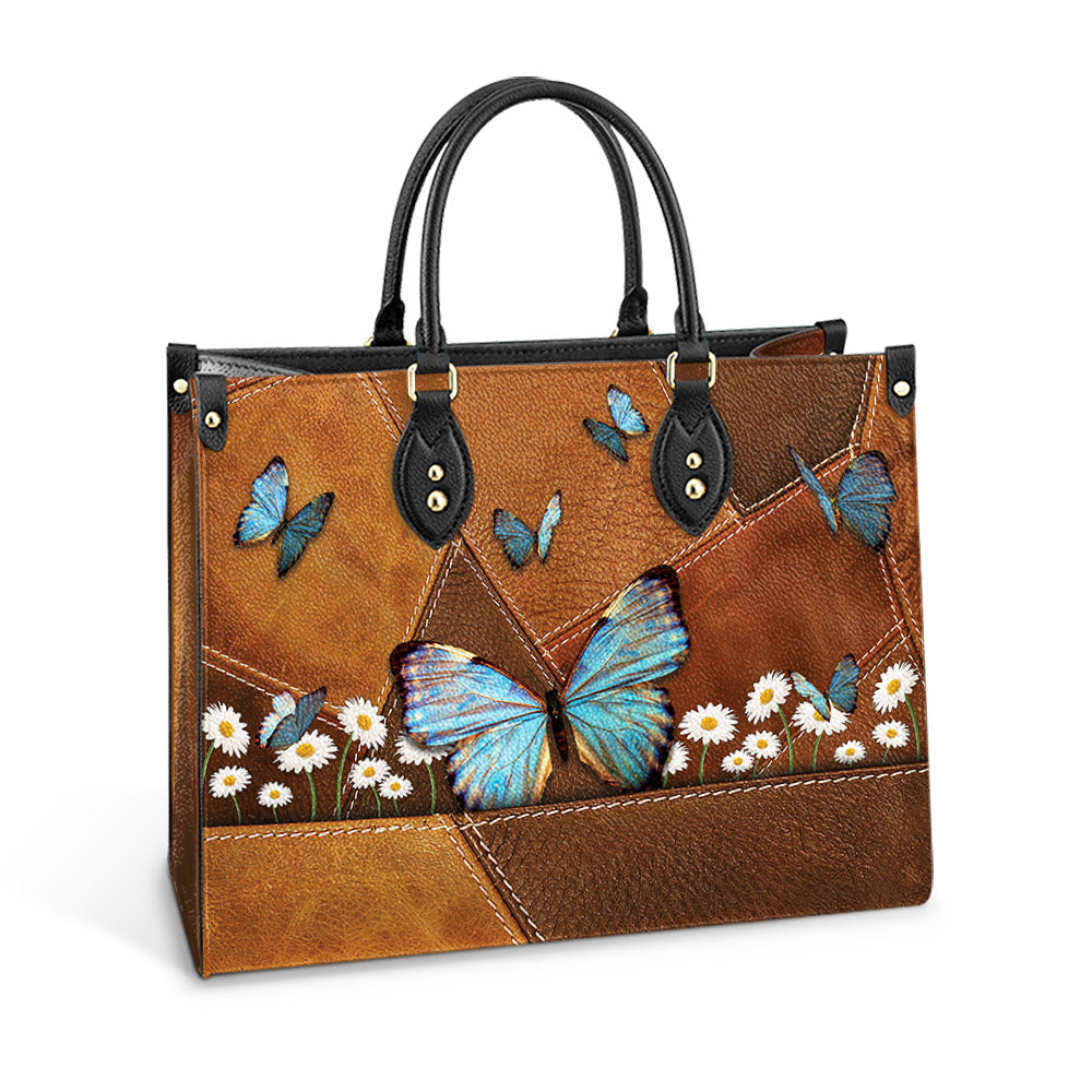 Butterfly Daisy Beautiful Leather Bag, Women's Pu Leather Bag, Best Mother's Day Gifts