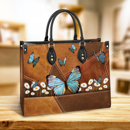 Butterfly Daisy Beautiful Leather Bag, Women's Pu Leather Bag, Best Mother's Day Gifts