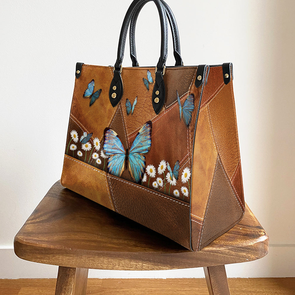 Butterfly Daisy Beautiful Leather Bag, Women's Pu Leather Bag, Best Mother's Day Gifts