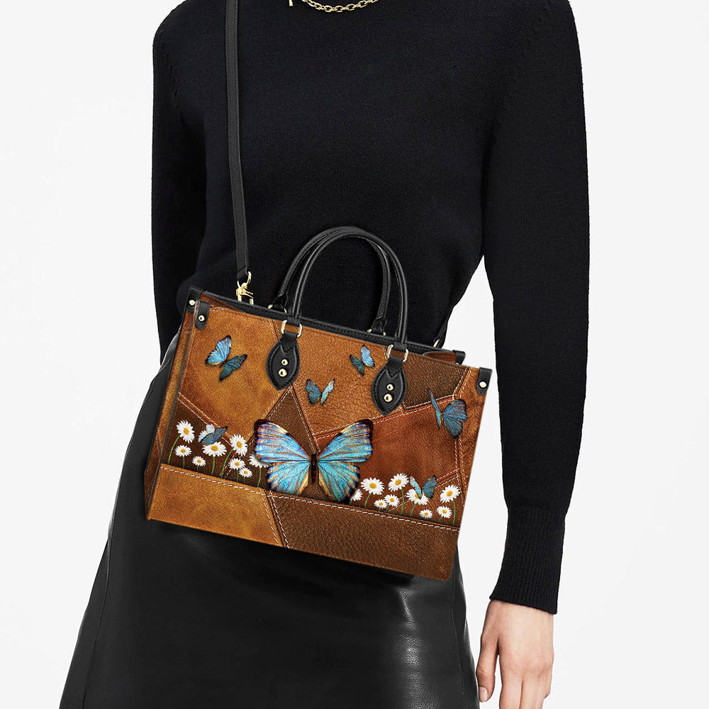 Butterfly Daisy Beautiful Leather Bag, Women's Pu Leather Bag, Best Mother's Day Gifts