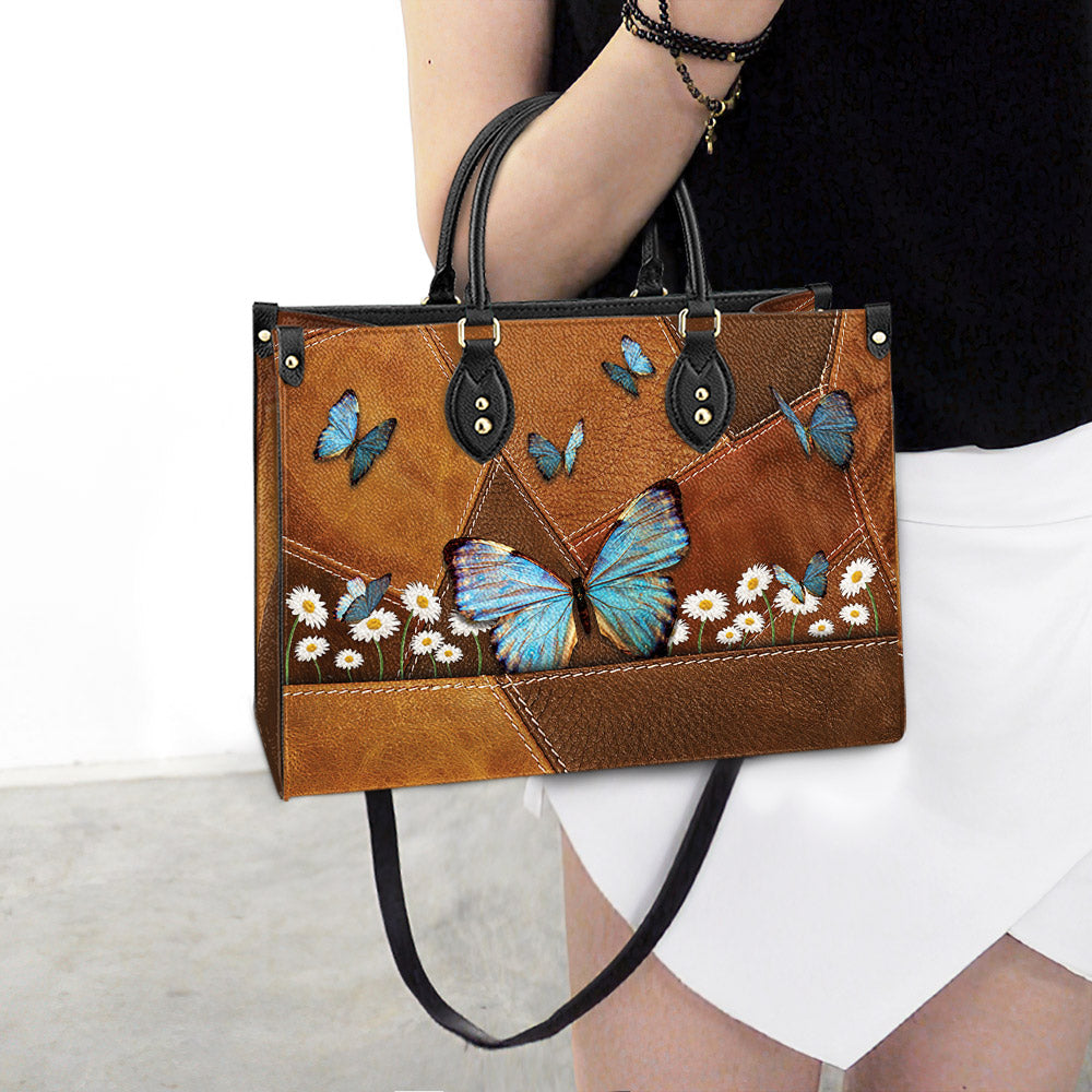 Butterfly Daisy Beautiful Leather Bag, Women's Pu Leather Bag, Best Mother's Day Gifts