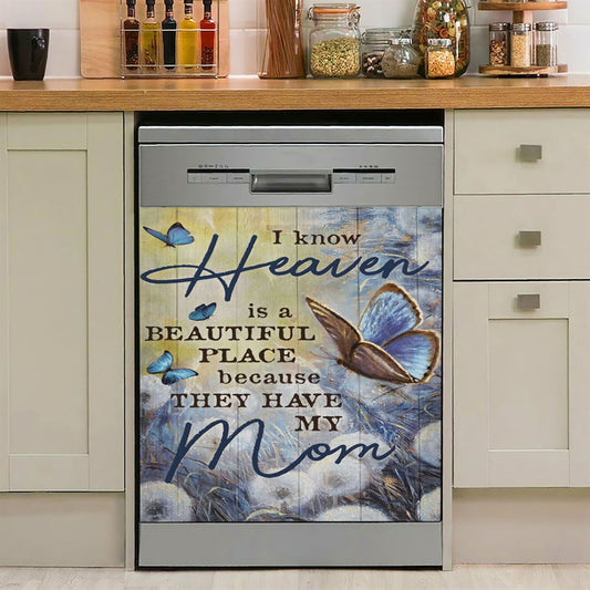 Butterfly Dandelion Field I Know Heaven Is A Beautiful Place Dishwasher Cover, Christian Dishwasher Magnet Cover, Religious Kitchen Decor