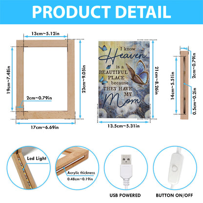 Butterfly Dandelion Field I Know Heaven Is A Beautiful Place Frame Lamp Art - Christian Art Decor - Religious Gifts Night Light