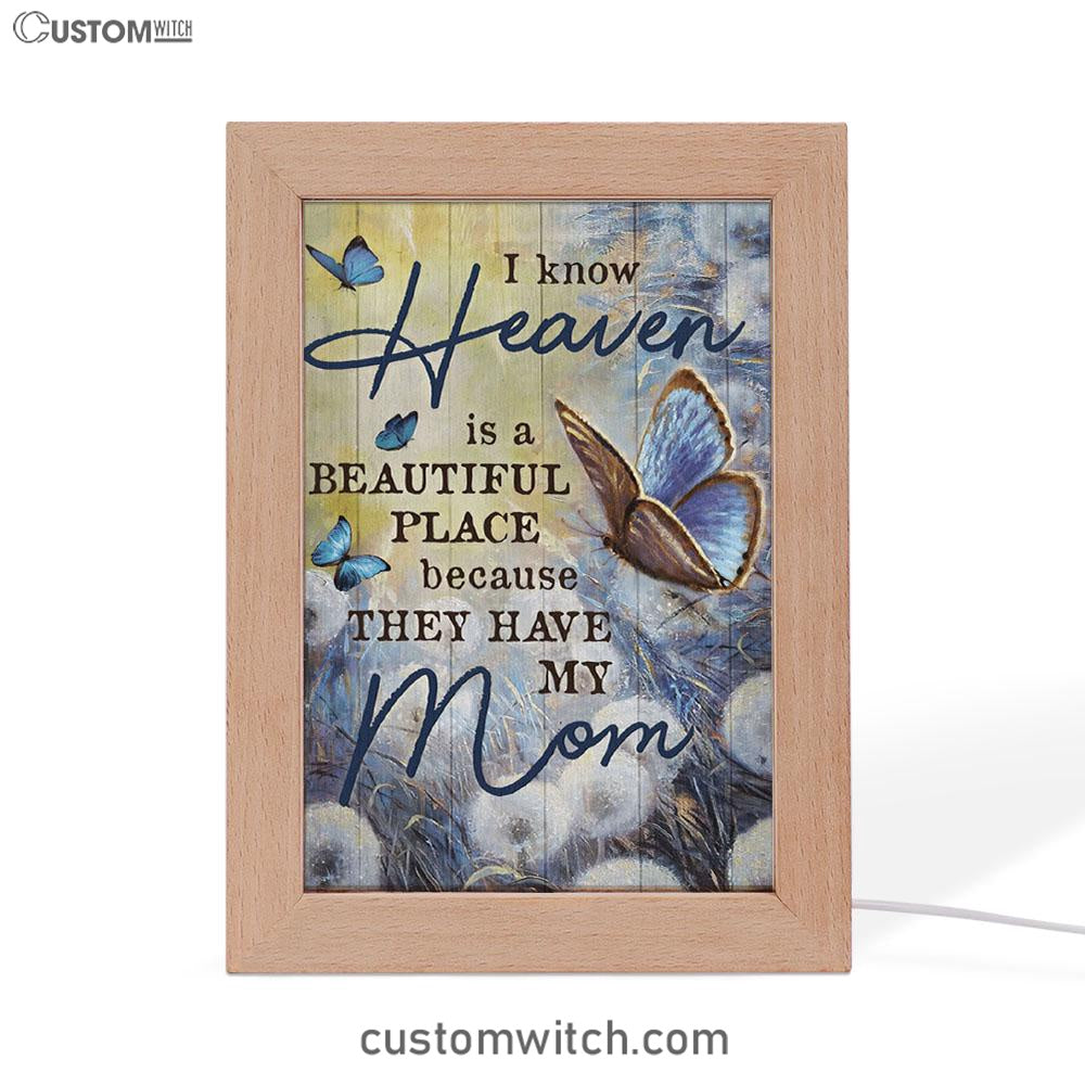 Butterfly Dandelion Field I Know Heaven Is A Beautiful Place Frame Lamp Art - Christian Art Decor - Religious Gifts Night Light