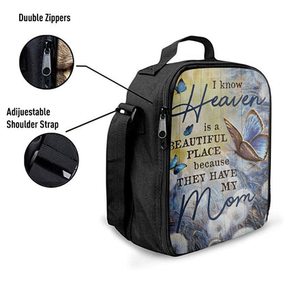 Butterfly Dandelion Field I Know Heaven Is A Beautiful Place Lunch Bag, Christian Lunch Bag For School, Picnic, Religious Lunch Bag