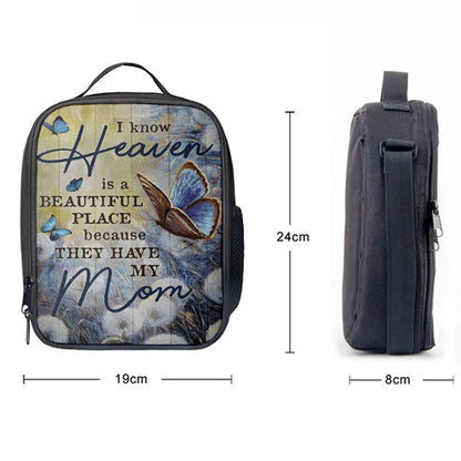 Butterfly Dandelion Field I Know Heaven Is A Beautiful Place Lunch Bag, Christian Lunch Bag For School, Picnic, Religious Lunch Bag