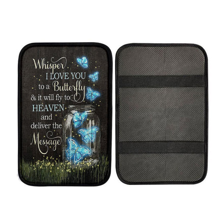 Butterfly Firefly Whisper I Love You To A Butterfly Car Center Console Cover, Religious Car Armrest Accessories