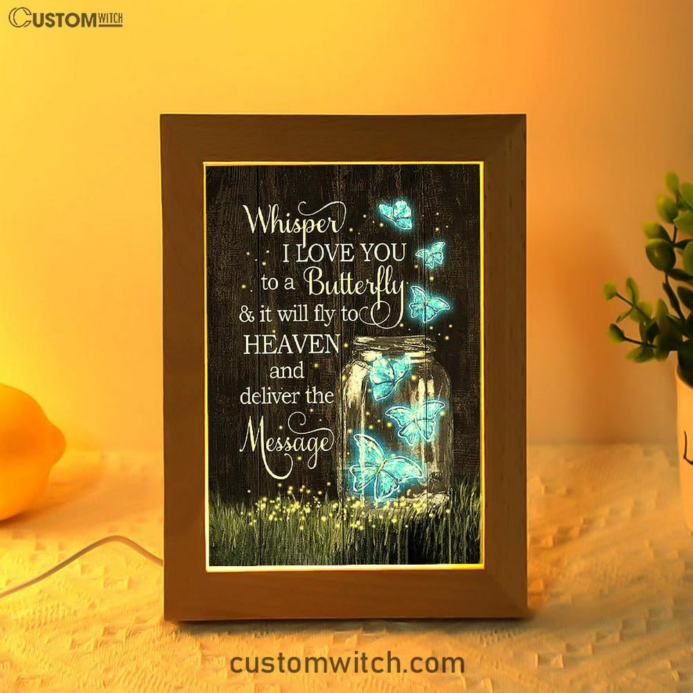 Butterfly Firefly Whisper I Love You To A Butterfly Frame Lamp Art - Christian Night Light - Bible Verse Wooden Lamp