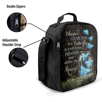 Butterfly Firefly Whisper I Love You To A Butterfly Lunch Bag, Christian Lunch Bag For School, Picnic, Religious Lunch Bag