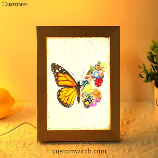 Butterfly Floral Frame Lamp Art - Gift For Women