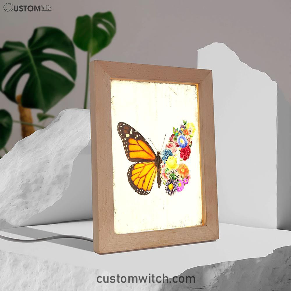 Butterfly Floral Frame Lamp Art - Gift For Women