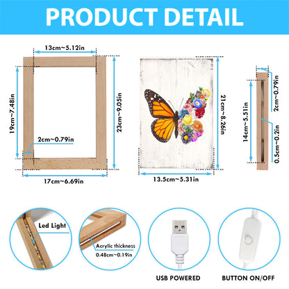 Butterfly Floral Frame Lamp Art - Gift For Women