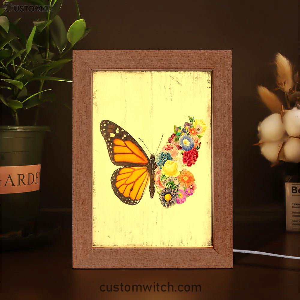 Butterfly Floral Frame Lamp Art - Gift For Women