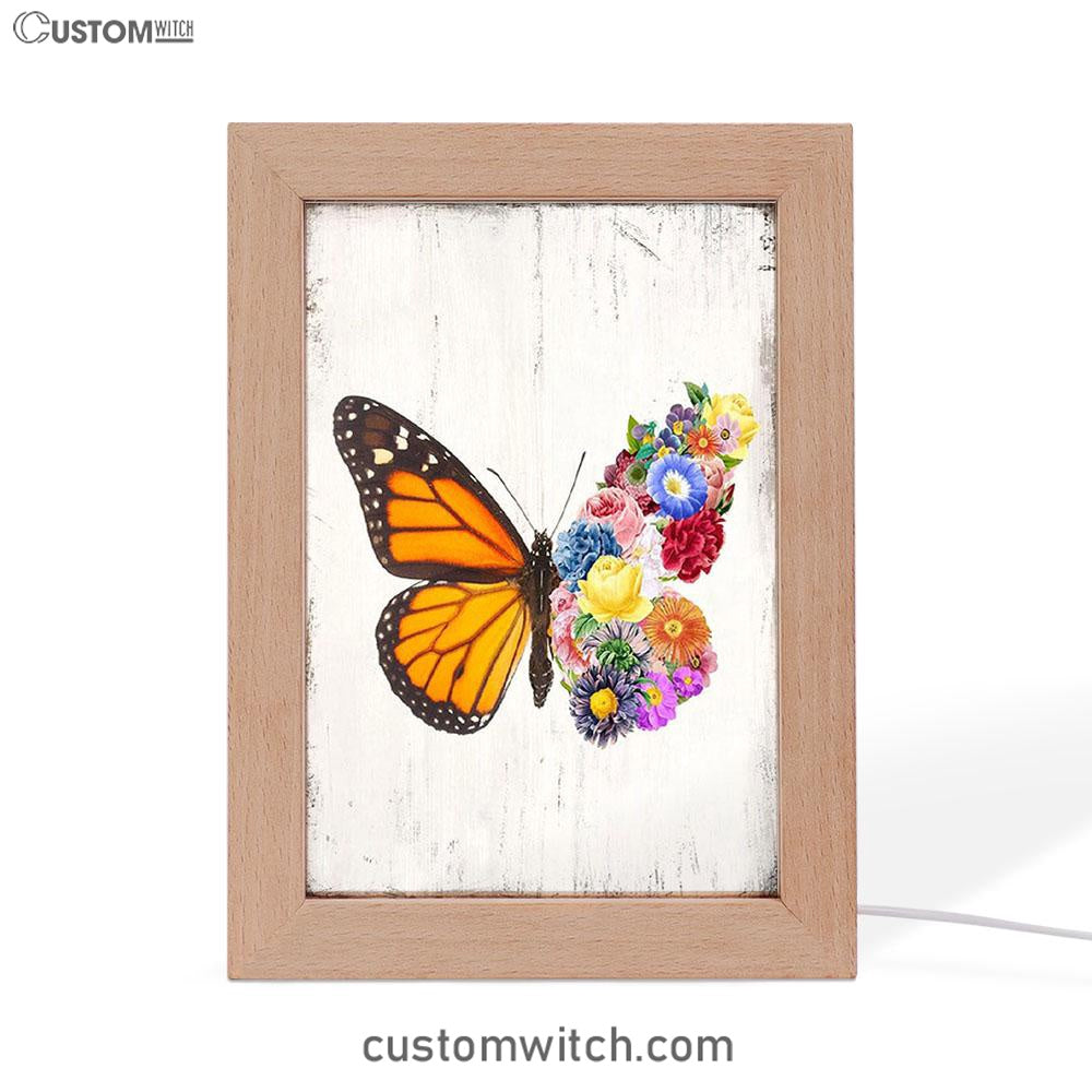 Butterfly Floral Frame Lamp Art - Gift For Women