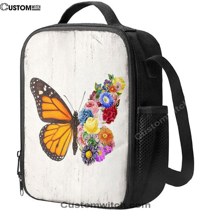 Butterfly Floral Lunch Bag, Christian Lunch Bag For School, Picnic, Religious Lunch Bag