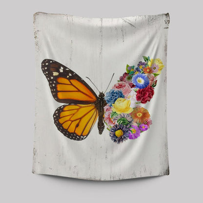 Butterfly Floral Tapestry Wall Art - Gift For Women