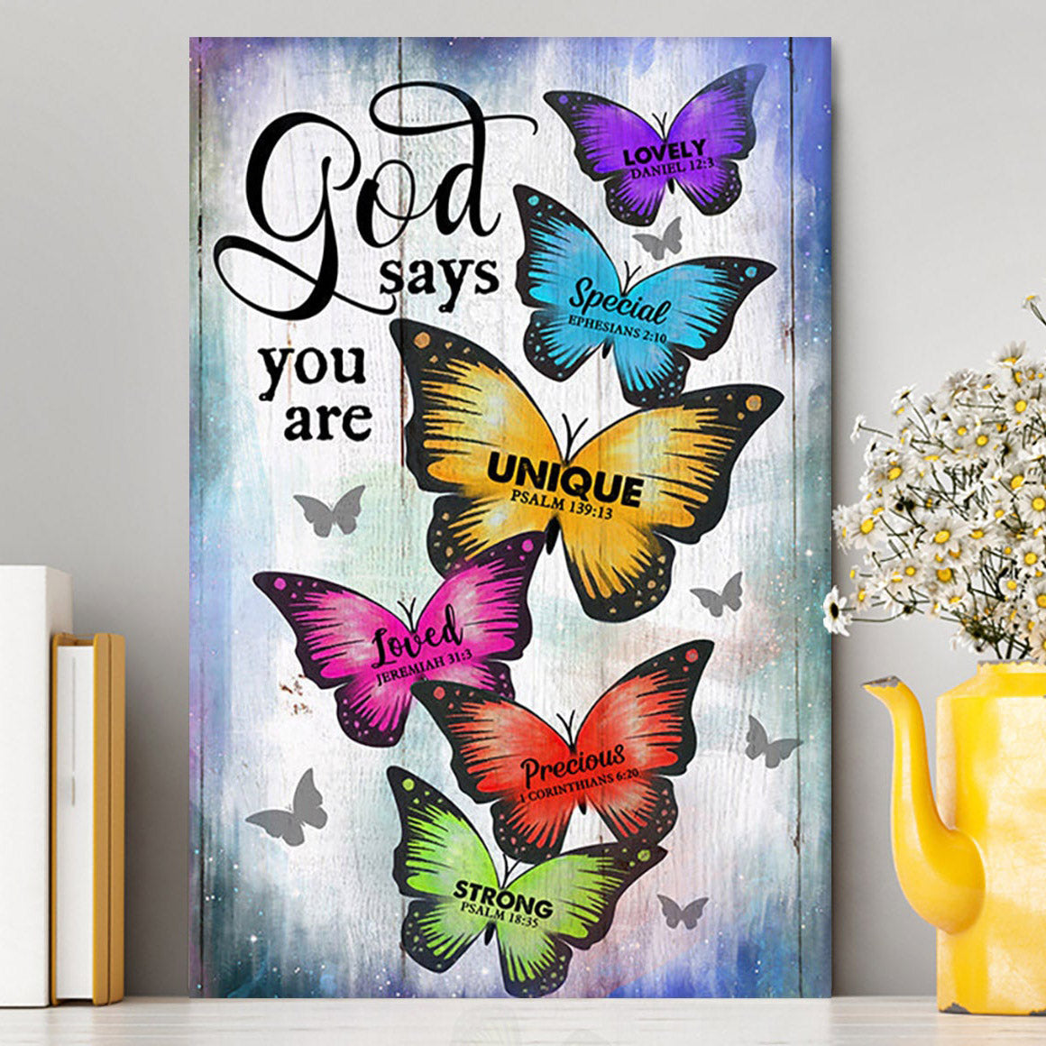 Butterfly God Says You Are Canvas Art - Bible Verse Wall Art - Christian Inspirational Wall Decor