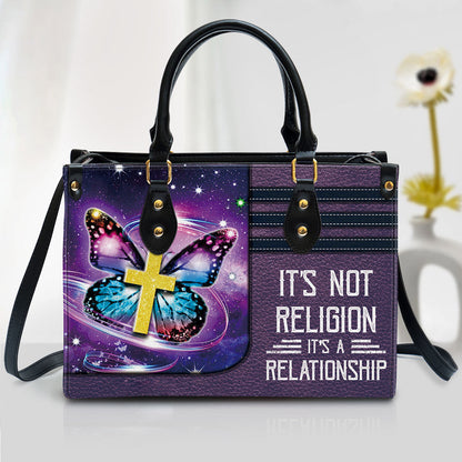 Butterfly Leather Handbag, It‘s Not Religion It’s A Relationship Leather Bag, Religious Gifts For Women