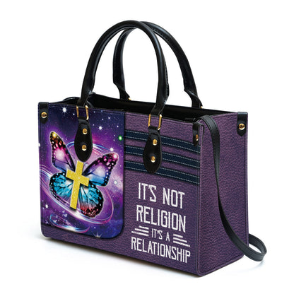 Butterfly Leather Handbag, It‘s Not Religion It’s A Relationship Leather Bag, Religious Gifts For Women