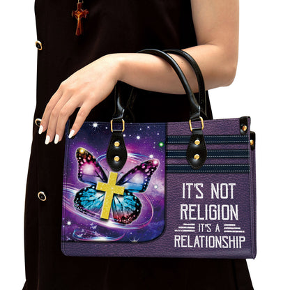 Butterfly Leather Handbag, It‘s Not Religion It’s A Relationship Leather Bag, Religious Gifts For Women