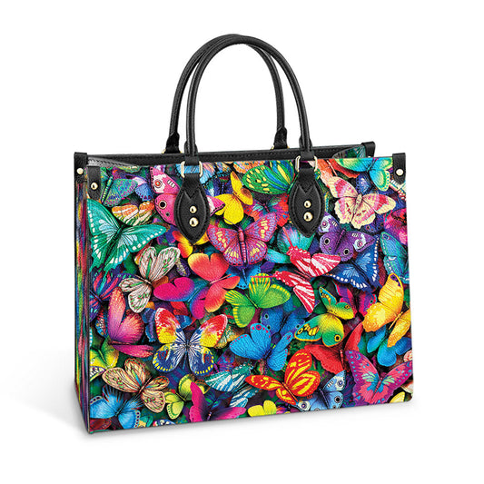 Butterfly Multicolor Pattern Style Leather Bag, Women's Pu Leather Bag, Best Mother's Day Gifts