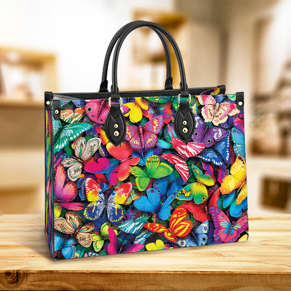 Butterfly Multicolor Pattern Style Leather Bag, Women's Pu Leather Bag, Best Mother's Day Gifts