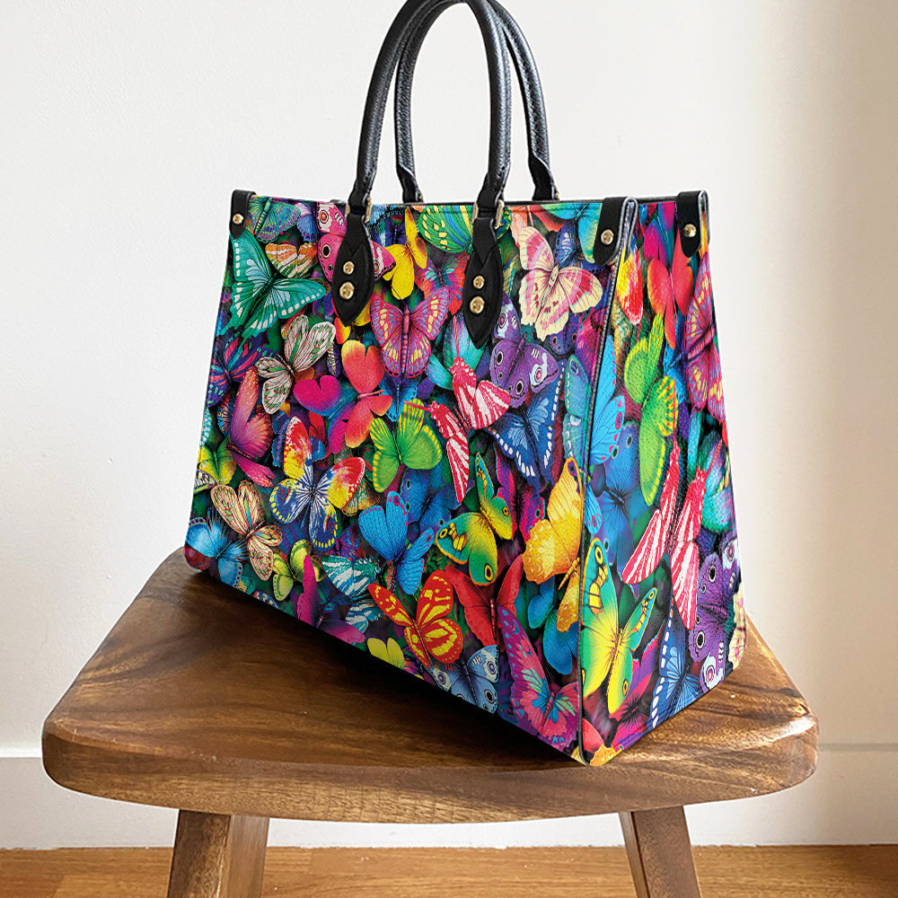 Butterfly Multicolor Pattern Style Leather Bag, Women's Pu Leather Bag, Best Mother's Day Gifts