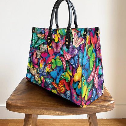 Butterfly Multicolor Pattern Style Leather Bag, Women's Pu Leather Bag, Best Mother's Day Gifts