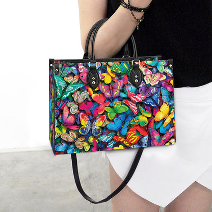 Butterfly Multicolor Pattern Style Leather Bag, Women's Pu Leather Bag, Best Mother's Day Gifts