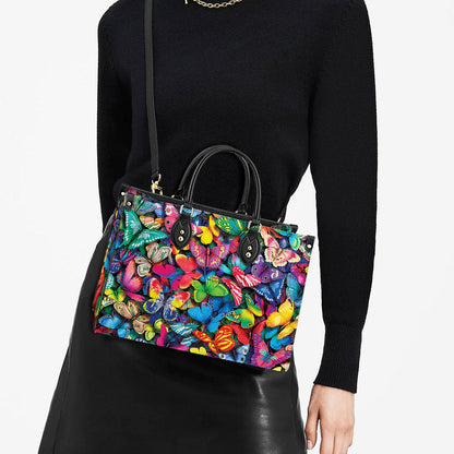 Butterfly Multicolor Pattern Style Leather Bag, Women's Pu Leather Bag, Best Mother's Day Gifts
