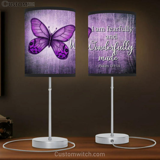 Butterfly Psalm 13914 I Am Fearfully And Wonderfully Made Table Lamb Prints - Religious Wall Decor - Christian Table Lamb Gift