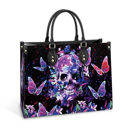 Butterfly Skull Beautiful Leather Bag, Women's Pu Leather Bag, Best Mother's Day Gifts