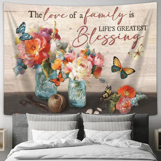 Butterfly The Love Of A Family Is Life’s Greatest Blessing Tapestry, Tapestries for Living Room Bedroom