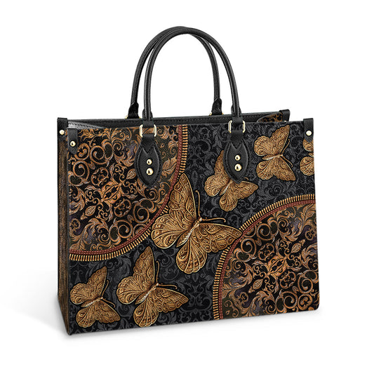 Butterfly Vintage Pattern Leather Bag, Women's Pu Leather Bag, Best Mother's Day Gifts