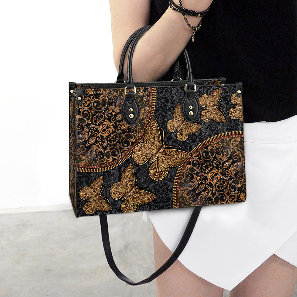 Butterfly Vintage Pattern Leather Bag, Women's Pu Leather Bag, Best Mother's Day Gifts