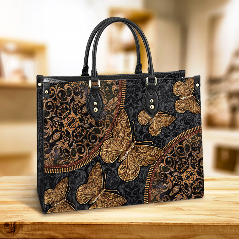 Butterfly Vintage Pattern Leather Bag, Women's Pu Leather Bag, Best Mother's Day Gifts