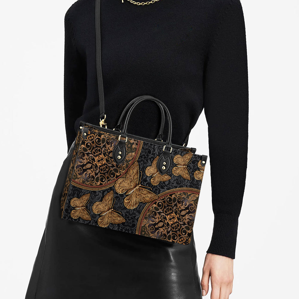 Butterfly Vintage Pattern Leather Bag, Women's Pu Leather Bag, Best Mother's Day Gifts