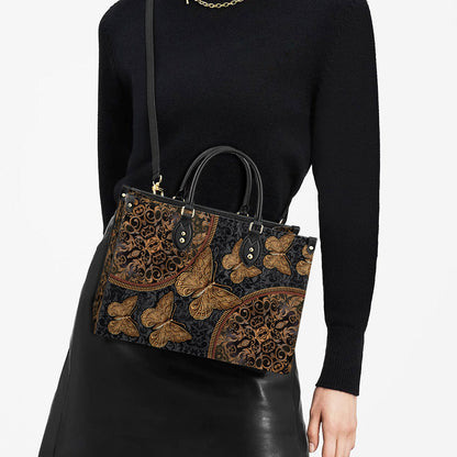 Butterfly Vintage Pattern Leather Bag, Women's Pu Leather Bag, Best Mother's Day Gifts