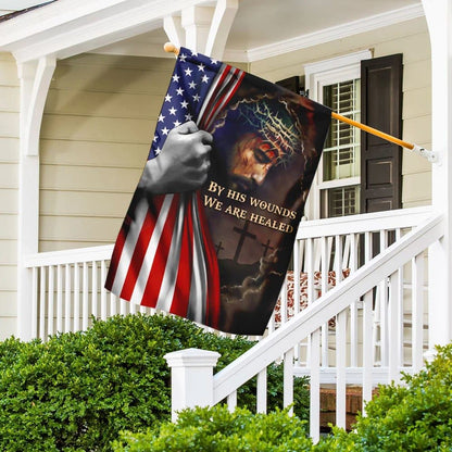 By His Wounds Jesus House Flags, Christian Flag, Scripture Flag, Garden Banner