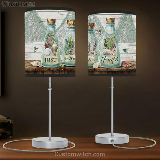 Cactus Just have faith Table Lamb Gift - Bible Verse Table Lamb - Religious Bedroom Decor