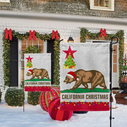 California Christmas Santa Bear Merry Christmas Flag, Christmas Garden Flag, Home Decor Accessories, Christmas Outdoor Decor Ideas