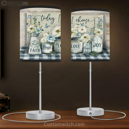 Camellia Blue Butterfly Today I Choose Joy Table Lamb Gift - Bible Verse Table Lamb - Religious Bedroom Decor