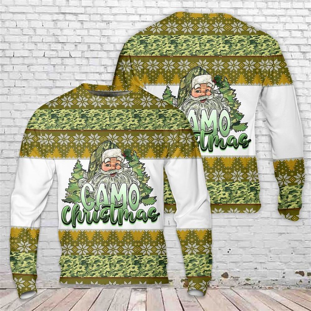 Camo Merry Ugly Christmas Sweater, Best Gift For Holiday, Christmas Crewneck Sweater, Christmas Winter Fashion
