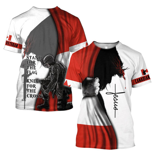 Canadian Veteran Jesus Love God Gift All Over Print 3D T-Shirt, Gift For Christian, Jesus Shirt