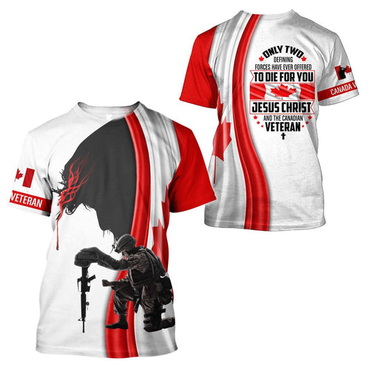 Canadian Veteran Jesuss All Over Print 3D T-Shirt, Gift For Christian, Jesus Shirt