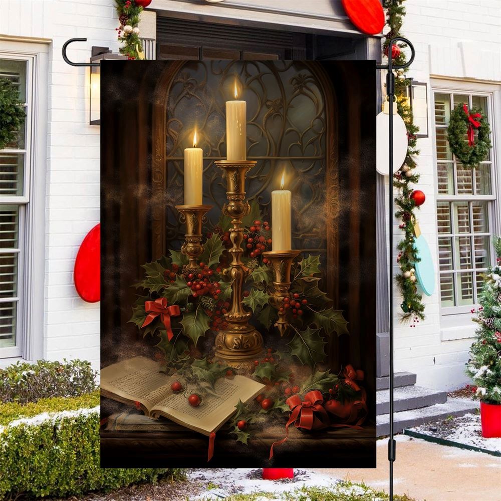 Candles, Carols And Christmas Chronicles Flag, Christmas Garden Flag, Home Decor Accessories, Christmas Outdoor Decor Ideas