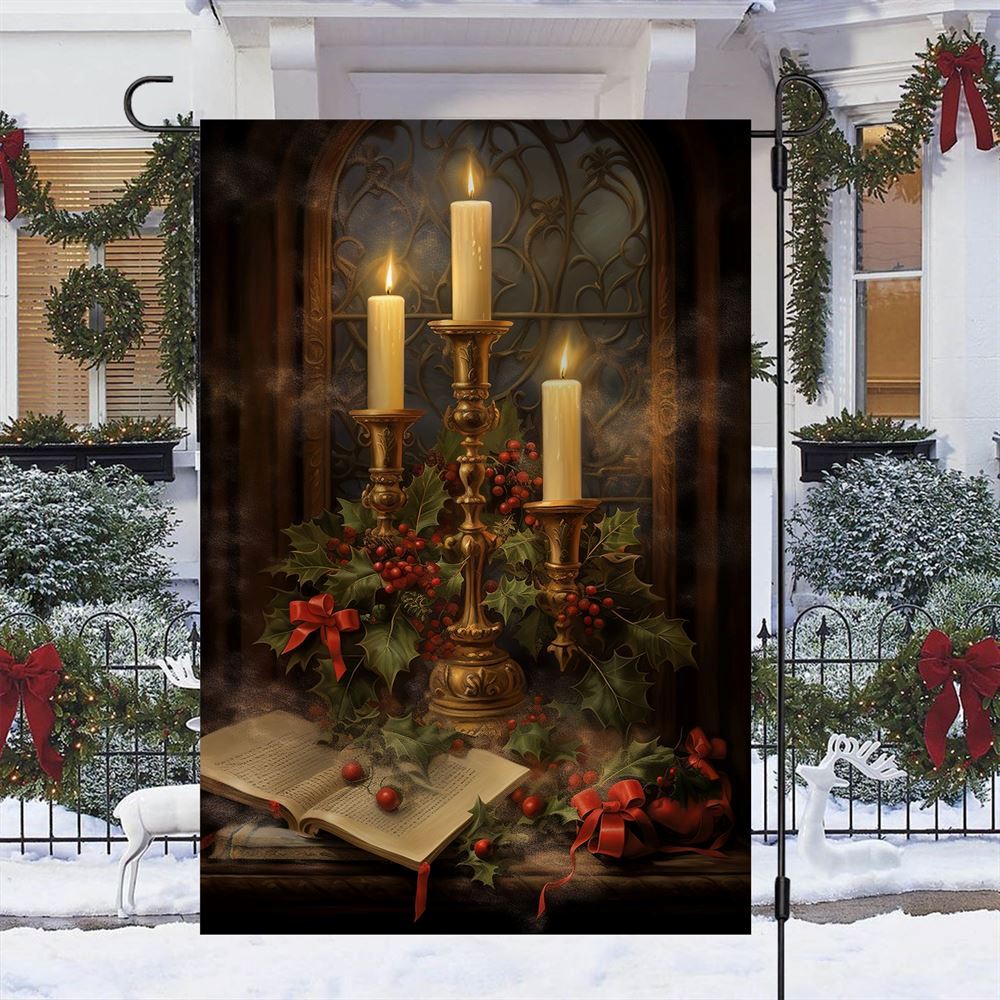 Candles, Carols And Christmas Chronicles Flag, Christmas Garden Flag, Home Decor Accessories, Christmas Outdoor Decor Ideas