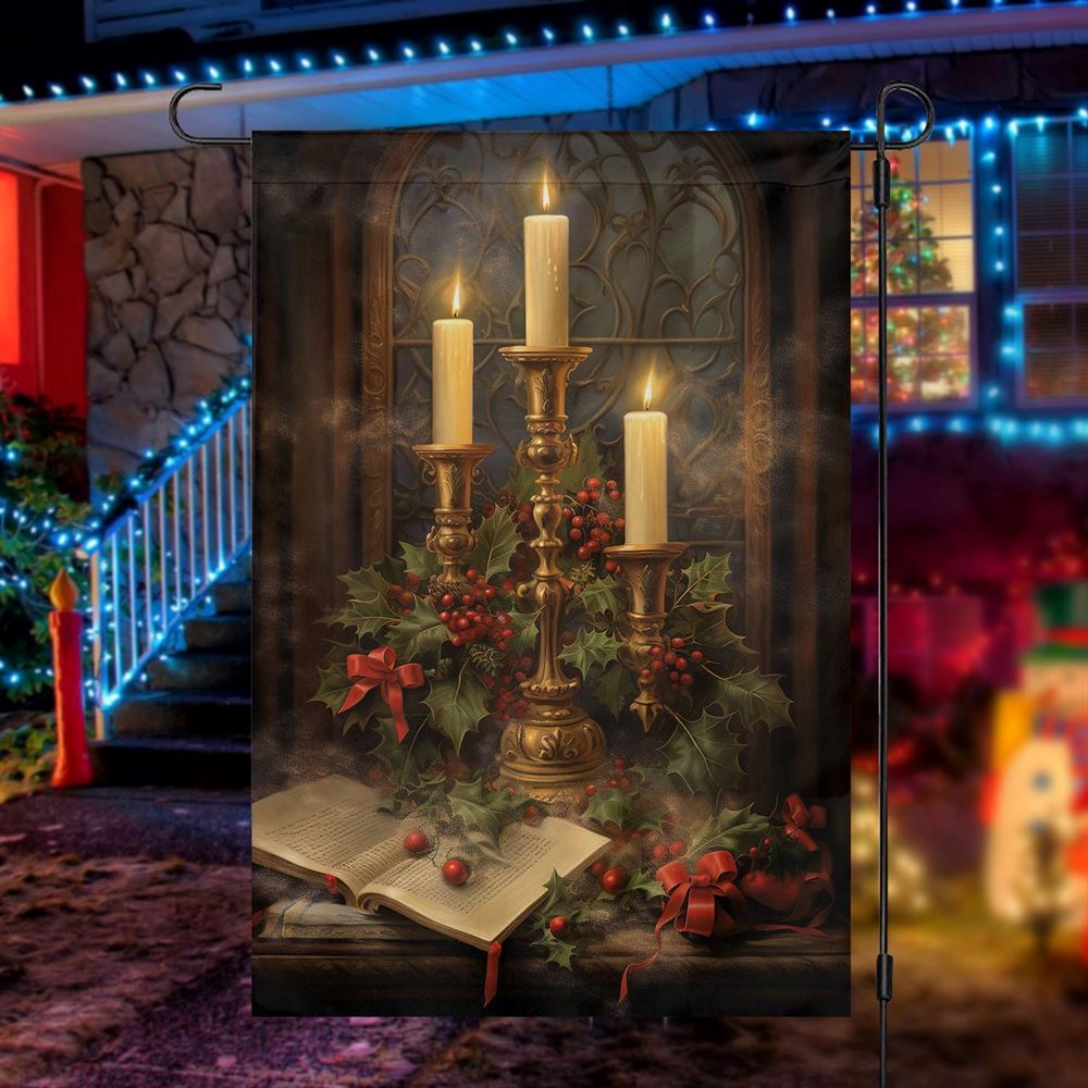 Candles, Carols And Christmas Chronicles Flag, Christmas Garden Flag, Home Decor Accessories, Christmas Outdoor Decor Ideas