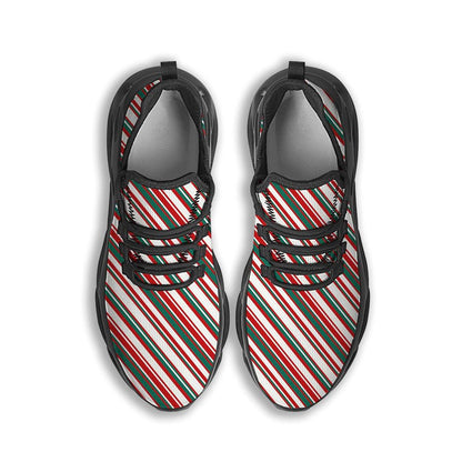 Candy Cane Stripe Christmas Print Black Max Soul Shoes For Men Women, Best Running Sneaker, Christmas Shoes, Winter Fashion Shoes